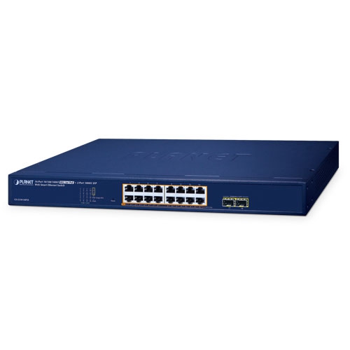 16-Port 10/100/1000T 802.3at PoE + 2-Port 1000X SFP Web Smart Ethernet Switch GS-2210-16P2S