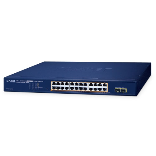 24-Port 10/100/1000T 802.3at PoE + 2-Port 1000X SFP Web Smart Ethernet Switch GS-2210-24P2S