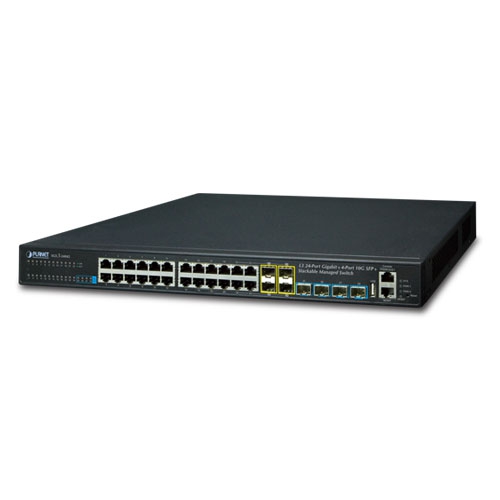 Layer 3 24-Port 10/100/1000T + 4-Port 10G SFP+ Stackable Managed Switch XGS3-24042