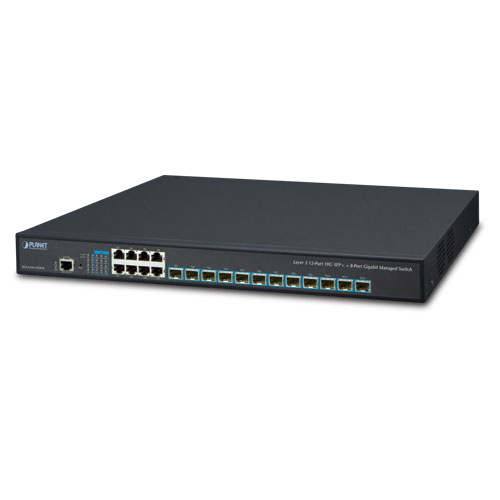 Layer 3 12-Port 10G SFP+ + 8-Port 10/100/1000T Managed Switch with Dual 100~240V AC Redundant Power XGS-6350-12X8TR