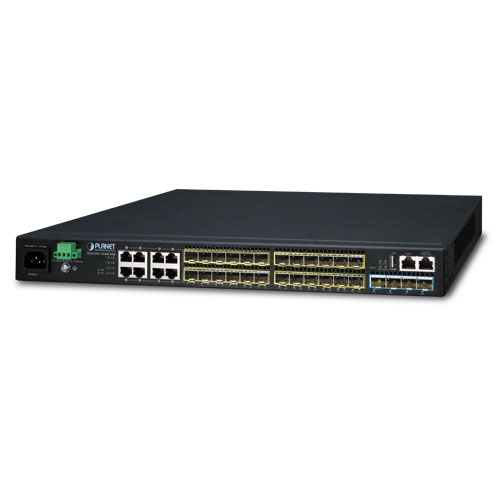 Layer 3 16-Port 100/1000X SFP + 8-Port Gigabit TP/SFP + 4-Port 10G SFP+ Stackable Managed Switch (100~240V AC, 36-75V DC) SGS-6341-16S8C4XR