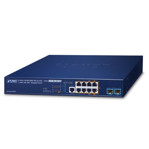 L3 4-Port 10/100/1000T 802.3at PoE + 4-Port 2.5G 802.3bt PoE + 2-Port 10G SFP+ Managed Switch MGS-6320-8HP2X