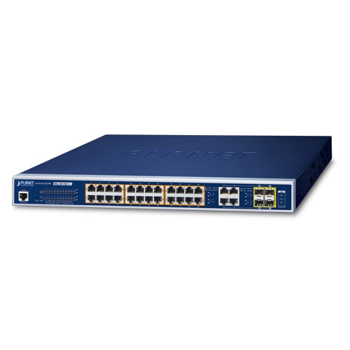 24-Port 10/100/1000T 802.3bt PoE++ plus 4-Port Gigabit TP/SFP Combo Managed Switch GS-4210-24UP4C