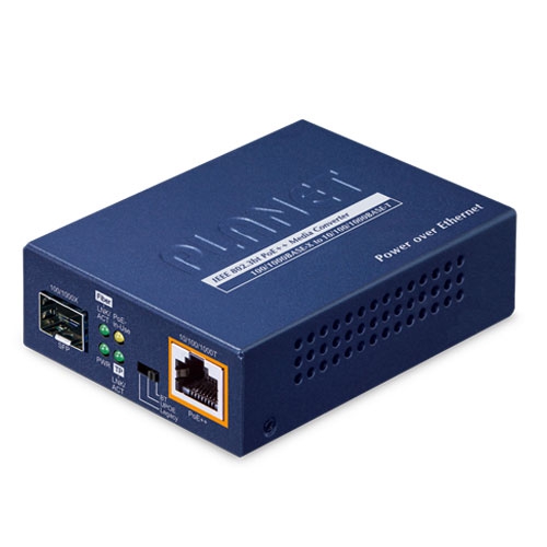 100/1000BASE-X SFP to 10/100/1000BASE-T 802.3bt PoE++ Media Converter (60 Watts) GUP-805A-60W