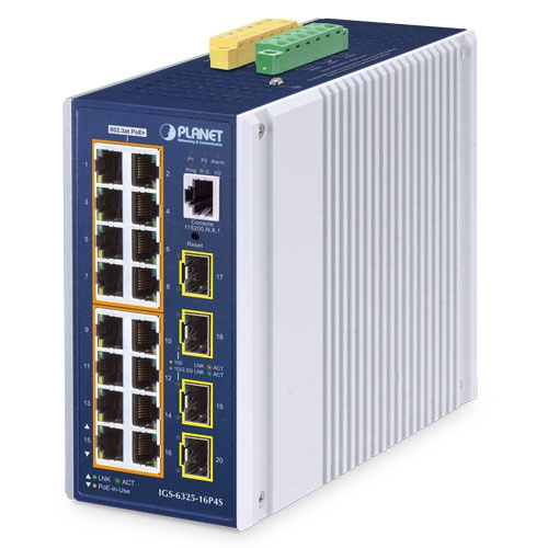 Industrial L3 16-Port 10/100/1000T 802.3at PoE + 4-Port 1G/2.5G SFP Managed Ethernet Switch IGS-6325-16P4S